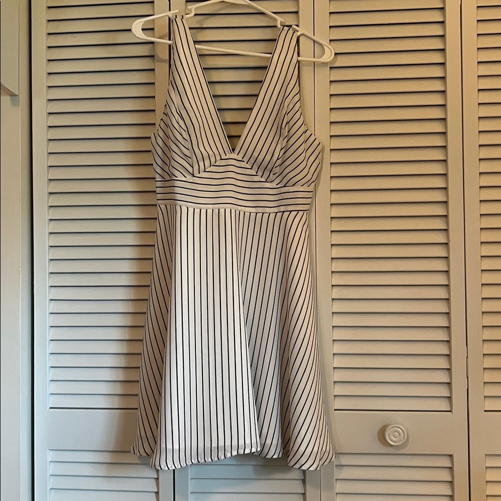 Black and white striped a-line dress